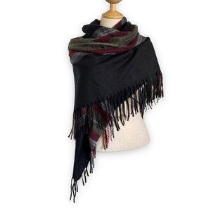 Ultra Soft - Dark Gray/Red & Black Plaid Square Scarf